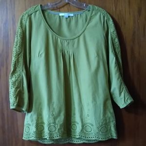 Boden 3/4 Sleeve Broderie Eyelet Anglaise Blouse